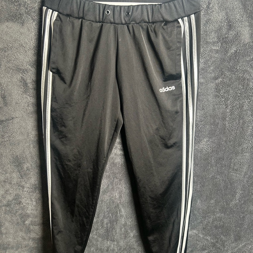 Adidas Black Sweatpants with Signature Stripes
